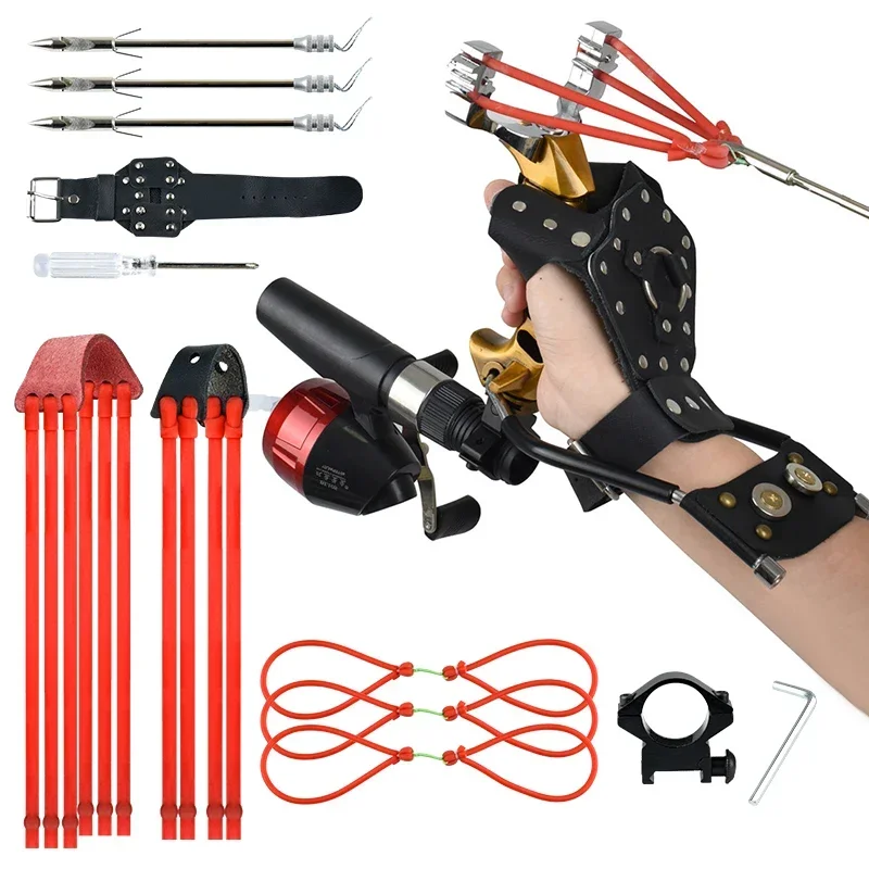 Fishing Kit Compact - Powerful Fishing Slingsshot with Wrist Rest